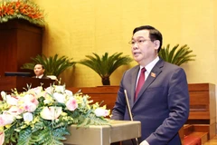 Chủ tịch Quốc hội Vương Đình Huệ phát biểu tại lễ bế mạc. (Ảnh: Trọng Đức/TTXVN)