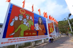 Pano tuyên truyền về bầu cử. (Ảnh: TTXVN)