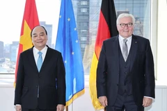 Chủ tịch nước Nguyễn Xuân Phúc gặp Tổng thống Đức Frank-Walter Steinmeier. (Ảnh: Thống Nhất/TTXVN)