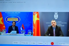 Thứ trưởng Bộ Ngoại giao Tô Anh Dũng tham vấn chính trị trực tuyến với Trợ lý Bộ trưởng Ngoại giao Cộng hòa Serbia Vladimir Maric. (Nguồn: Baoquocte.vn)