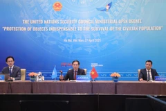 Bộ trưởng Bộ Ngoại giao Bùi Thanh Sơn chủ trì Phiên thảo luận mở cấp Bộ trưởng về chủ đề 'Bảo vệ cơ sở hạ tầng thiết yếu đối với sự sống của người dân.' (Ảnh: Lâm Khánh/TTXVN)