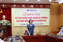 Bộ trưởng Phạm Thị Thanh Trà phát biểu khai mạc. (Nguồn: Bộ Nội vụ)