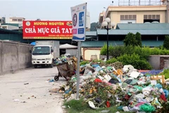 Rác được tập kết tạm ở chợ Hạ Long. (Ảnh: TTXVN)