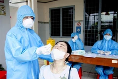 Lấy mẫu xét nghiệm COVID-19. (Nguồn: TTXVN)