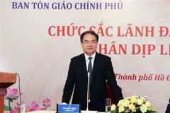 Thứ trưởng Bộ Nội vụ Vũ Chiến Thắng phát biểu tại buổi gặp mặt. (Ảnh: Xuân Khu/TTXVN)