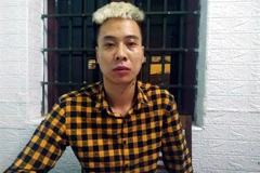 Đối tượng Nguyễn Văn Thành tại cơ quan công an. (Ảnh: TTXVN phát)