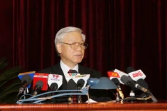 Tổng Bí thư Nguyễn Phú Trọng phát biểu khai mạc Hội nghị. (Ảnh: Trí Dũng/TTXVN)