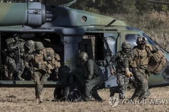 Binh lính Hàn-Mỹ tham gia cuộc diễn tập. (Nguồn: Yonhap)