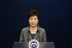 Tổng thống Hàn Quốc Park Geun-hye trong bài phát biểu tại thủ đô Seoul ngày 29/11. (Nguồn: AFP/TTXVN)