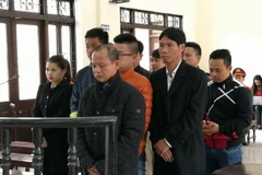 Bị cáo Nguyễn Ngọc Minh và các đồng phạm tại phiên xét xử phúc thẩm sáng ngày 25/11. (Ảnh: Thái Hùng/TTXVN)