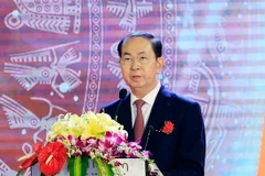 Chủ tịch nước Trần Đại Quang phát biểu tại hội nghị. (Ảnh: Nhan Sáng/TTXVN)