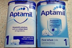 Sữa Aptamil được cái tiến (trái) và sản phẩm cũ. (Nguồn: BBC)