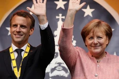 Tổng thống Pháp Emmanuel Macron và Thủ tướng Đức Angela Merkel. (Nguồn: EPA/EFE)