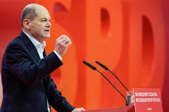 Tân Thủ tướng Đức Olaf Scholz phát biểu tại Đại hội đảng của Dân chủ Xã hội (SPD). (Ảnh: AFP/TTXVN)