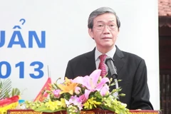 Ông Đinh Thế Huynh, Ủy viên Bộ Chính trị, Bí thư Trung ương Đảng, Trưởng ban Tuyên giáo Trung ương phát biểu tại buổi lễ. (Nguồn: TTXVN)