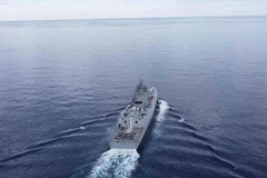 Tàu khu trục Đô đốc Gorshkov của Nga tập trận trên Biển Arab. (Nguồn: EPA)