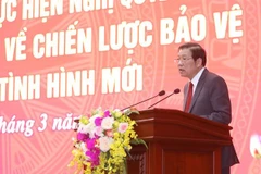 Ủy viên Bộ Chính trị, Bí thư Trung ương Đảng, Trưởng Ban Nội chính Trung ương Phan Đình Trạc phát biểu tại Hội nghị. (Ảnh: Anh Tuấn/TTXVN)