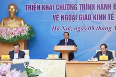 Thủ tướng Phạm Minh Chính phát biểu khai mạc Hội nghị triển khai Chương trình hành động của Chính phủ về ngoại giao kinh tế. (Ảnh: Dương Giang/TTXVN)