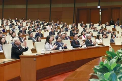 Tổng Bí thư Nguyễn Phú Trọng và các lãnh đạo Đảng, Nhà nước, đại biểu Quốc hội dự kỳ họp. (Ảnh: TTXVN)