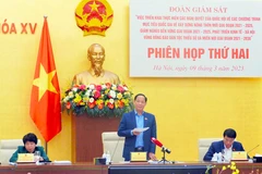 Phó Chủ tịch Quốc hội Trần Quang Phương phát biểu tại cuộc làm việc. (Nguồn: Báo Đại biểu Nhân dân)