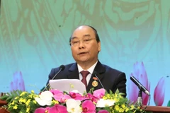 Thủ tướng Nguyễn Xuân phúc phát biểu khai mạc Đại hội Thi đua yêu nước toàn quốc lần thứ X. (Ảnh: Văn Điệp/TTXVN)