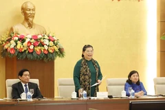 Phó Chủ tịch Thường trực Quốc hội Tòng Thị Phóng phát biểu tại buổi gặp mặt. (Ảnh: Phương Hoa/TTXVN)