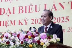 Ủy viên Bộ Chính trị, Phó Thủ tướng thường trực Chính phủ Trương Hòa Bình phát biểu chỉ đạo Đại hội. (Ảnh: Hồng Đạt/TTXVN)