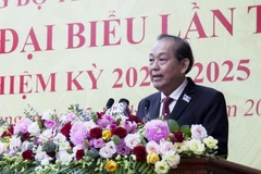 Ủy viên Bộ Chính trị, Phó Thủ tướng thường trực Chính phủ Trương Hòa Bình phát biểu chỉ đạo Đại hội. (Ảnh: Hồng Đạt/TTXVN)