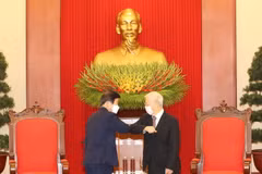 [Photo] Tổng Bí thư, Chủ tịch nước tiếp Chủ tịch Quốc hội Hàn Quốc