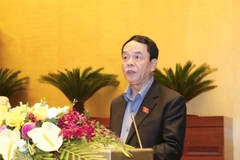 Trong ảnh: Ủy viên Ủy ban Thường vụ Quốc hội, Chủ nhiệm Ủy ban Quốc phòng và An ninh của Quốc hội Võ Trọng Việt trình bày Báo cáo giải trình, tiếp thu, chỉnh lý dự thảo Luật Biên phòng Việt Nam. (Ảnh: Doãn Tấn/TTXVN)