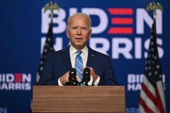 Ứng viên Tổng thống đảng Dân chủ Mỹ Joe Biden phát biểu trong cuộc họp báo sau Ngày Bầu cử, ở Wilmington, Delaware, ngày 4/11. (Ảnh: AFP/TTXVN)