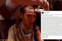 Wowy 'hy sinh' mái tóc dài để diễn vai giang hồ bặm trợn. (Ảnh: Cắt từ clip)