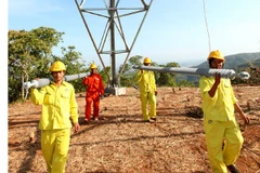 Ngành điện đang đẩy mạnh thi công để chuẩn bị đóng điện đường dây 500 kV Pleiku-Mỹ Phước-Cầu Bông (Ảnh: TTXVN)