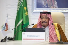  Quốc vương Saudi Arabia Salman bin Abdulaziz phát biểu tại Hội nghị thượng đỉnh G20, được tổ chức theo hình thức trực tuyến ngày 21/11/2020. (Ảnh: AFP/TTXVN)