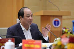 Ông Mai Tiến Dũng, Bộ trưởng, Chủ nhiệm Văn phòng Chính phủ, Tổ trưởng tổ công tác chủ trì buổi làm việc. (Ảnh: Minh Quyết/TTXVN)