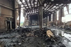  Hiện trường vụ cháy. (Ảnh: Thanh Thương/TTXVN)