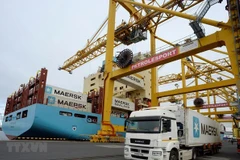 Vận chuyển hàng hóa tại cảng ở Saint Petersburg của Nga. (Ảnh: AFP/TTXVN)