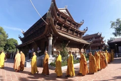 Các tòa nhà tiền đường, trung đường, hậu đường thuộc kiến trúc trung tâm của chùa Quỳnh Lâm đã hoàn thiện. (Nguồn: Báo Quảng Ninh)