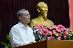 Bí thư Thành ủy Đà Nẵng Trương Quang Nghĩa phát biểu chỉ đạo hội nghị. (Ảnh: Quốc Dũng/TTXVN)