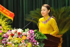 Bà Nguyễn Thị Thu Hà, Ủy viên Trung ương Đảng, Bí thư Tỉnh ủy, Trưởng đoàn đại biểu Quốc hội tỉnh Ninh Bình. (Ảnh: Minh Đức/TTXVN)