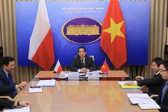 Thứ trưởng Bộ Ngoại giao Tô Anh Dũng đồng chủ trì Tham vấn chính trị cấp Thứ trưởng Ngoại giao giữa Việt Nam và Ba Lan. (Ảnh: Lâm Khánh/TTXVN)