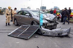 Hiện trường vụ tai nạn. (Ảnh: Minh Sơn/Vietnam+)