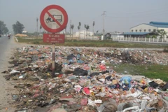 Rác thải tràn lan trên một số tuyến đường thuộc địa phận tỉnh Hưng Yên. (Ảnh: Hùng Võ/Vietnam+)