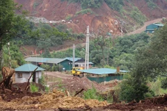 Hoạt động khai thác khoáng sản của một doanh nghiệp trên địa bàn xã Minh Sơn, huyện Bắc Mê. (Ảnh: Hùng Võ/Vietnam+)