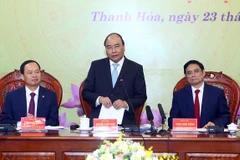 Thủ tướng Nguyễn Xuân Phúc phát biểu tại buổi làm việc. (Ảnh: Thống Nhất/TTXVN)