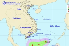 Vị trí và đường đi của áp thấp nhiệt đới. (Nguồn: nchmf.gov.vn)
