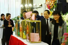 Các đại biểu bỏ phiếu tín nhiệm. (Ảnh: Nguyễn Oanh/TTXVN)