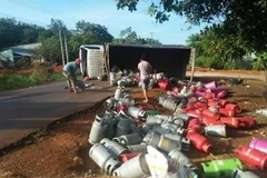 Hiện trường vụ tai nạn. (Ảnh: K GỬIH/TTXVN)