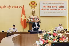Phó Chủ tịch Quốc hội Nguyễn Đức Hải phát biểu tại Hội nghị tiếp xúc cử tri sau Kỳ họp thứ 2, Quốc hội khóa XV của Đoàn đại biểu Quốc hội tỉnh Quảng Nam. (Ảnh: Việt Đức/TTXVN)