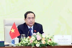 Phó Chủ tịch Thường trực Quốc hội Trần Thanh Mẫn phát biểu tại điểm cầu Hà Nội. (Ảnh: Phạm Kiên/TTXVN)